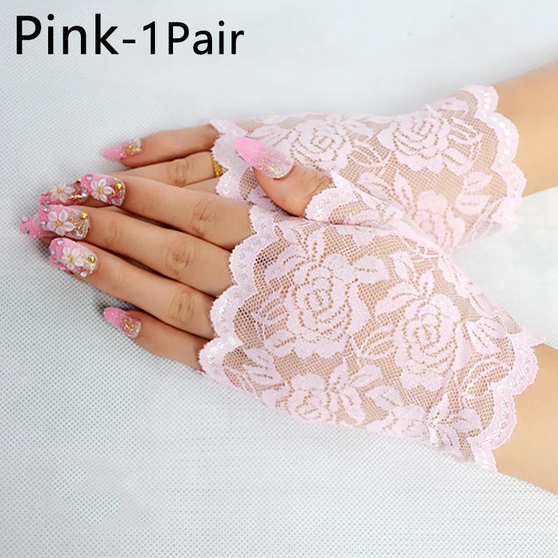 1 Pair Wedding Summer Lace Gloves Women Sun Protection Fingerless Gloves Bride Breathable MIT