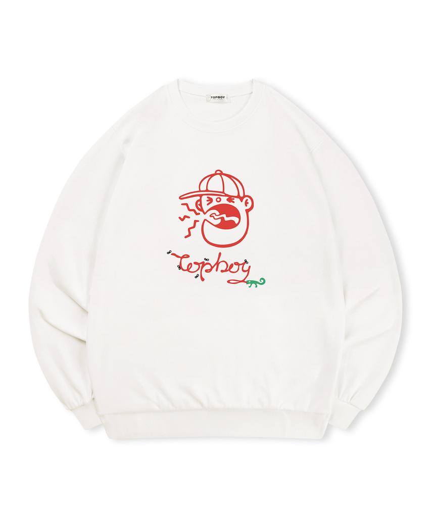 TOPBOY [Non-Fleece Or Fleece-Lined] Big Mouth Print Sweatshirt (Type C)