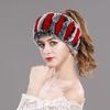 New Rabbit Fur Knitted Neck Warmer, Winter Women's Thickened Fleece Scarf, High Elasticity Head Wrap