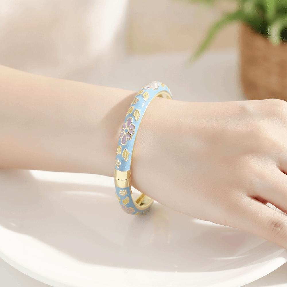 Zinc Zinc Alloy Material Enamel Bracelet Ethnic Floral Motifs Cloisonne Bracelet Gift Giving