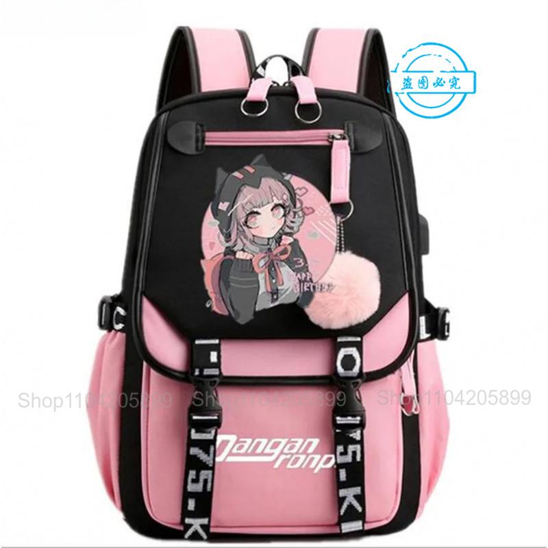Рюкзак Danganronpa Аниме Mochila Школьная сумка для книг Студенческий с USB-портом Дорожные сумки Ноутбук Повседневная Большая сумка-мессенджер Подарок