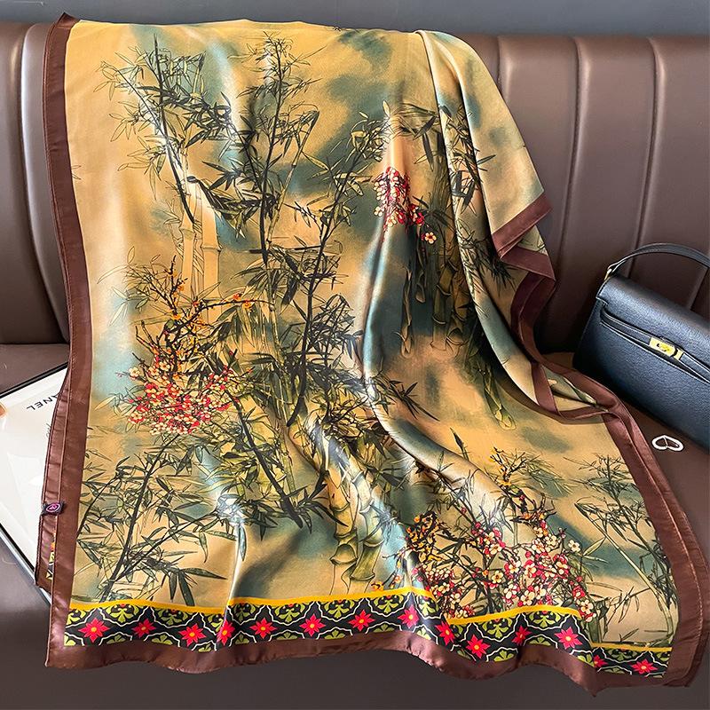 Новый летний шарф Темперамент Шелковый шарф Модное пляжное полотенце Полотенце для защиты от солнца Отпуск Защита от солнца