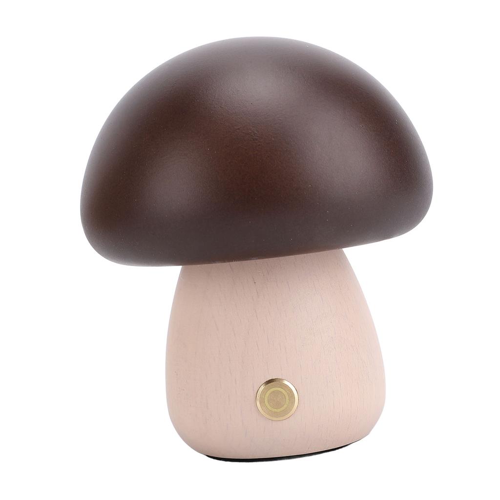 Small Wood Mushroom Lamp Night Light Cordless Bedside Touch Lamp USB Rechargeable 450mAh Battery