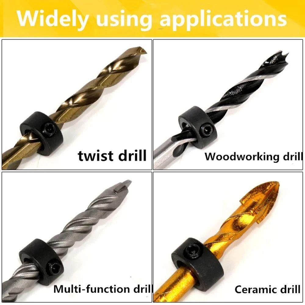 Adjustable Drill Stoper Collar Set 3-16mm Drill Stop Ring Bit Positioner  Woodwork Tools