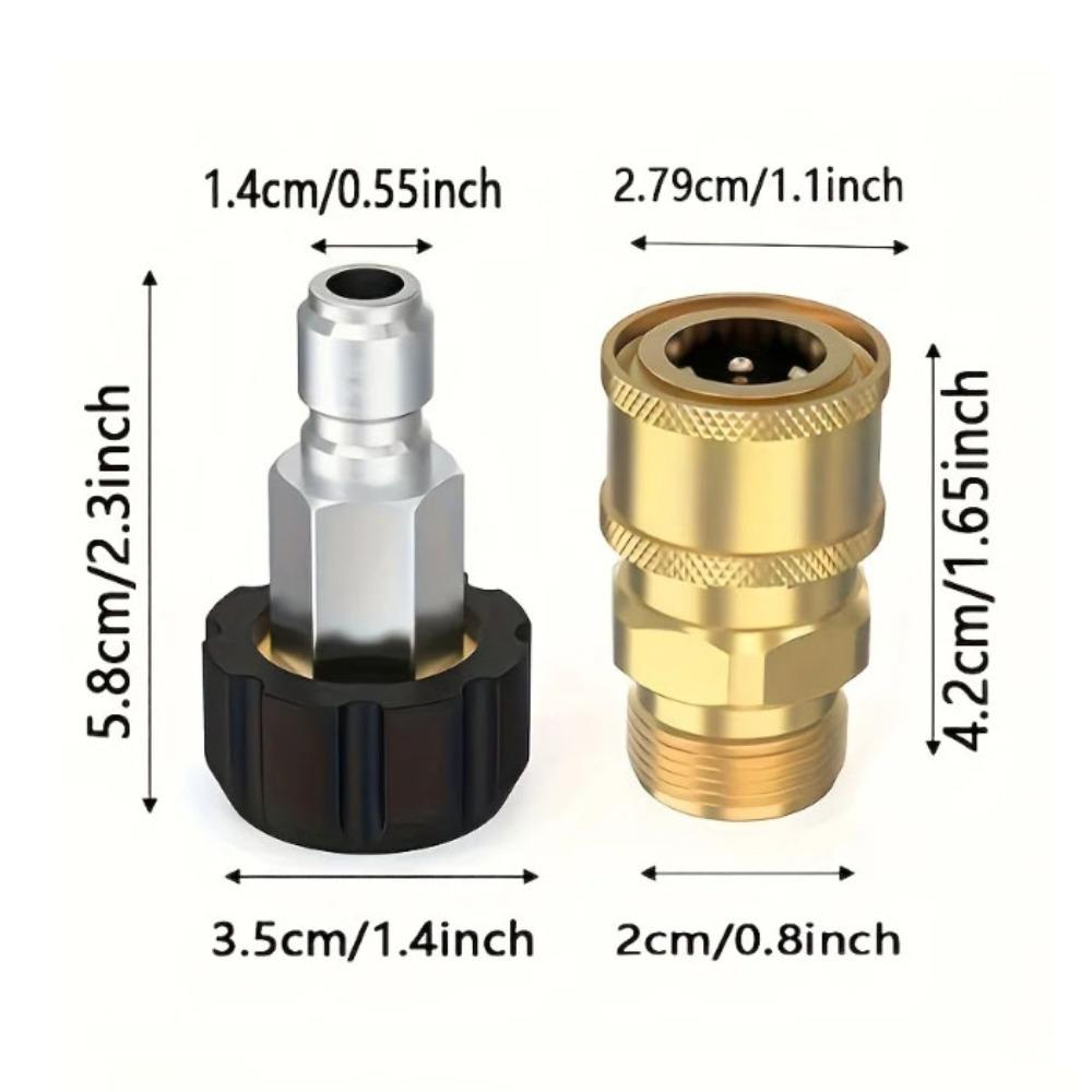 2pcs Quick Connection Pressure Washer Adapter Set Pressure Washer Connector Car Wash