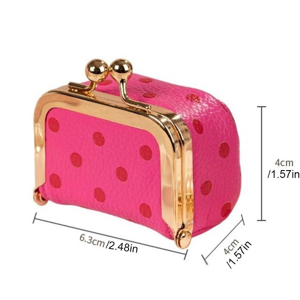PU Leather Leather Jewelry Bag Polka Dot Small Item Bag Luxury Kiss Lock Coin Purse Woman Girl
