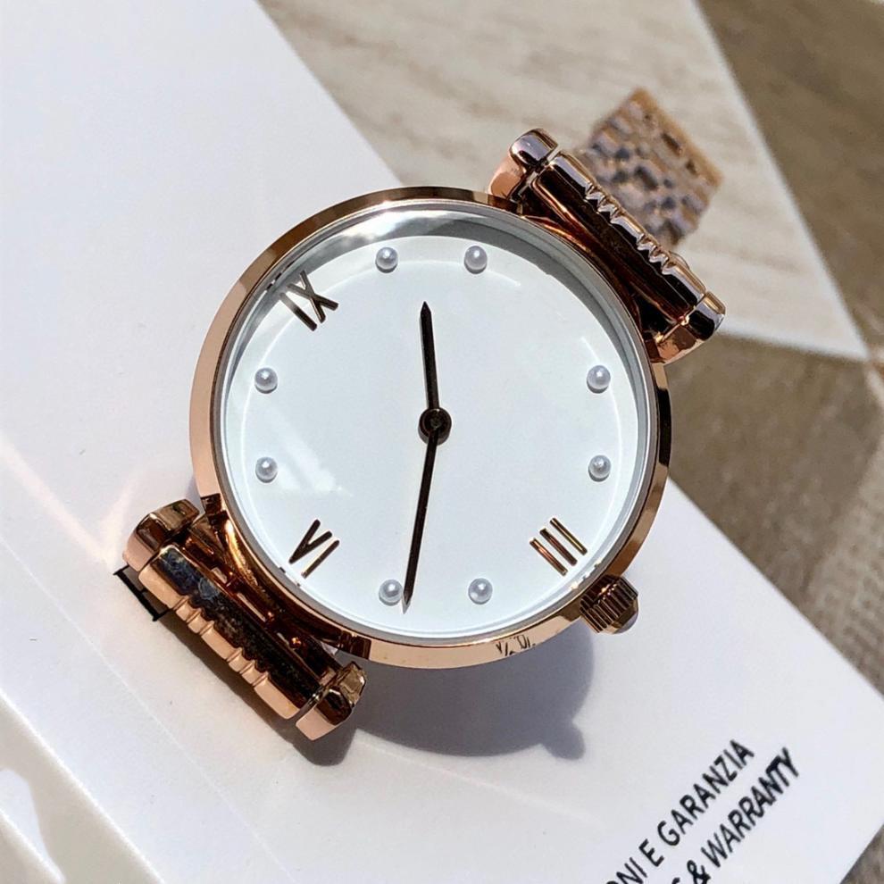 Женские кварцевые часы Armani AR11092 с фазами луны, Высококлассные модные водонепроницаемые стальные часы с жемчужными акцентами