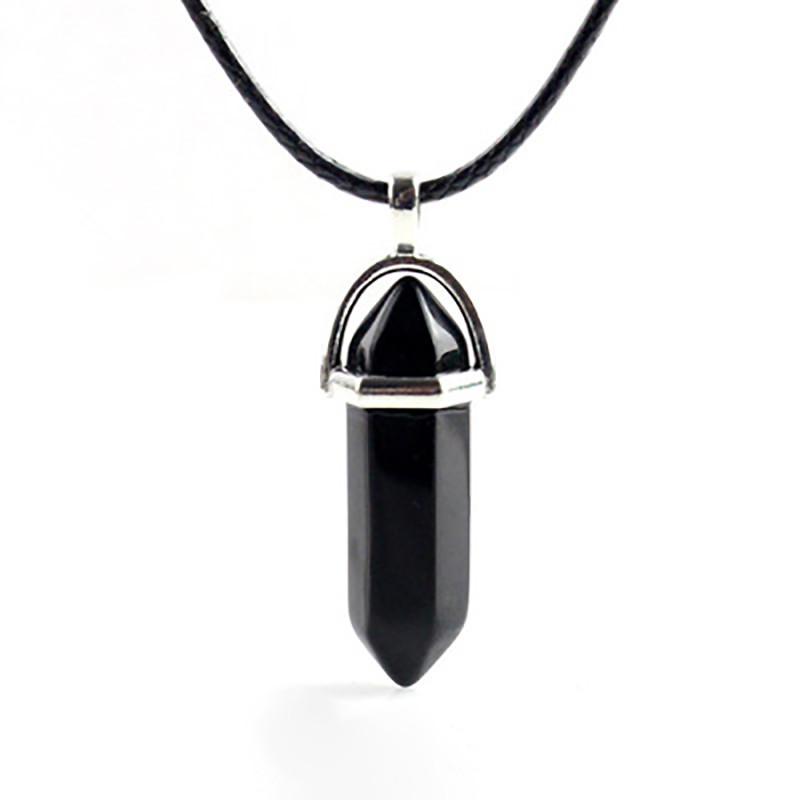 Красивое ожерелье из натурального кристалла с уникальным шестиугольным кулоном для исцеления