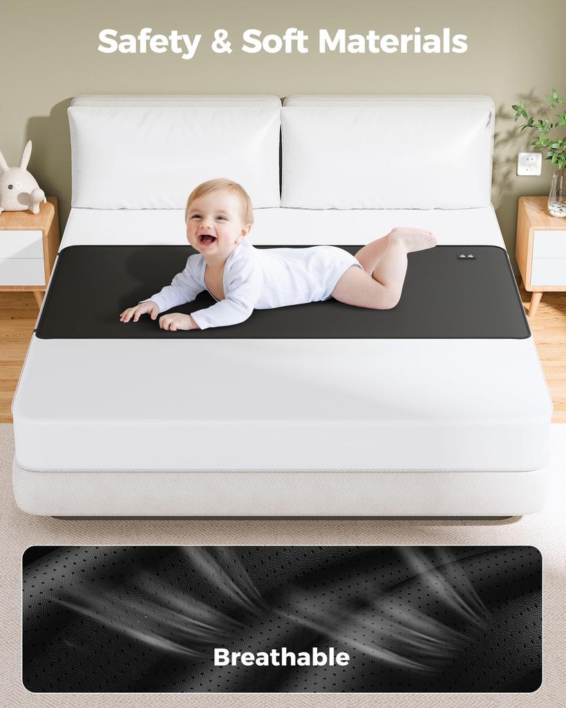 Grounding Mat for Bed, Earth Connected Sheets with Grounding Cord & Tester (Black, Queen)
