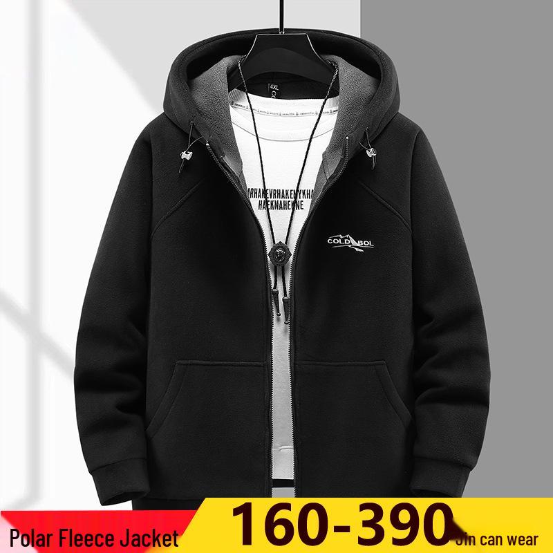 Men's Plus Size Thick Fleece Hooded Jacket - Extra Warm and Composite Design