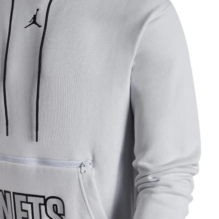 Jordan NBA Brook Lin Nets , Letter Hooded Pullover Fleece Lined Casual Sweatshirt Men's White Gold (Unisex) Sweatshirts DR7008 043