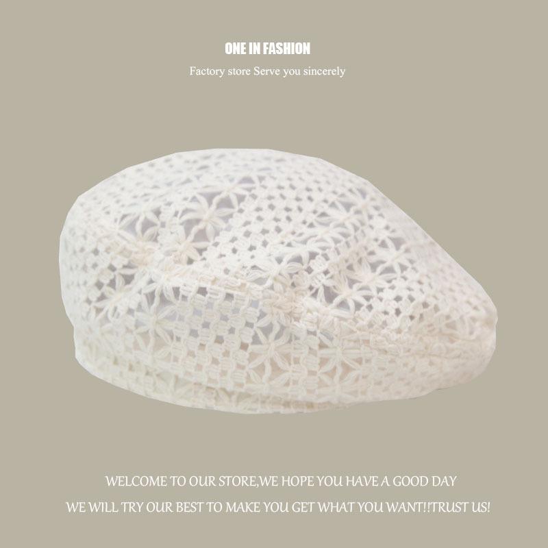 Женские хлопковые береты, вязаная крючком объемная шапка-бини, вязаная шапка ручной работы с вырезом, летняя кепка с цветочным принтом и черепом, цвет на выбор