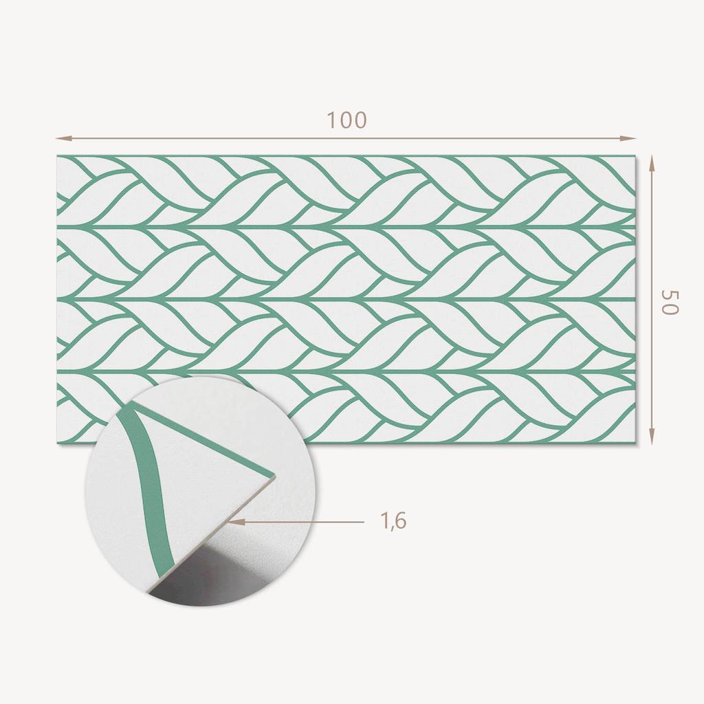 Self-Adhesive Vinyl Panel - Office Wall Decoration 100x50 cm Leaf Pattern in Symmetry