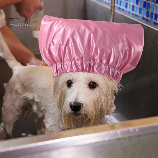 Waterproof Pet Shower Hat with Fastener Tape Adjustable Headgear Anti-Ear Water Hood Pet Hat for Cat Bathing