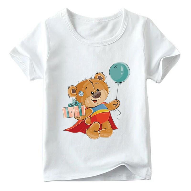 Unisex Childrens Cartoon Bear TShirt Short Sleeve round Neck Numbers 112 Years Old Kids Casual Fashion Clothing