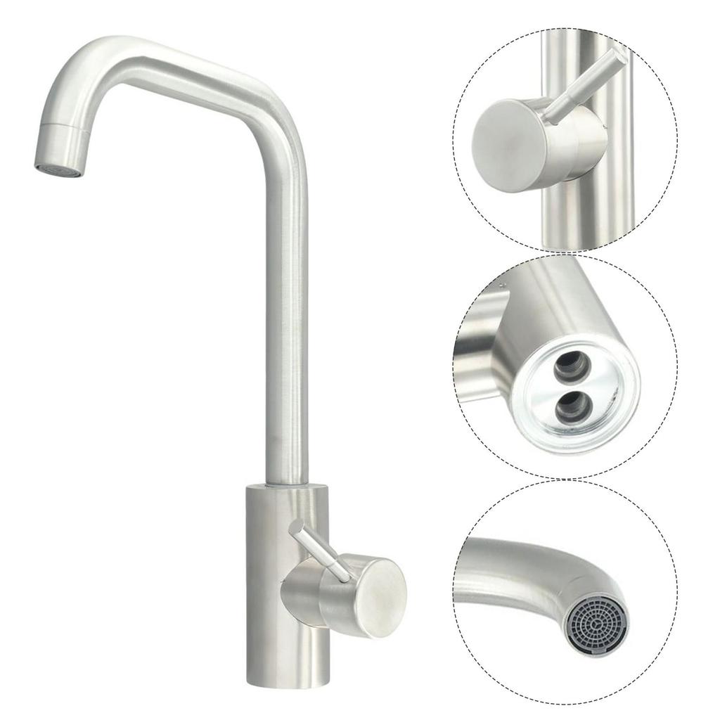 2 Holes Kitchen Faucet 304 Stainless Steel Ceramic Valve Brand New