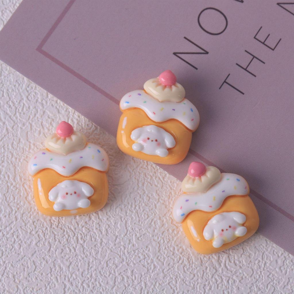 Симпатичные аксессуары из смолы для самодельных украшений: Мультяшная еда, вишневый торт, кремовый клей, заплатки и материалы для пенала