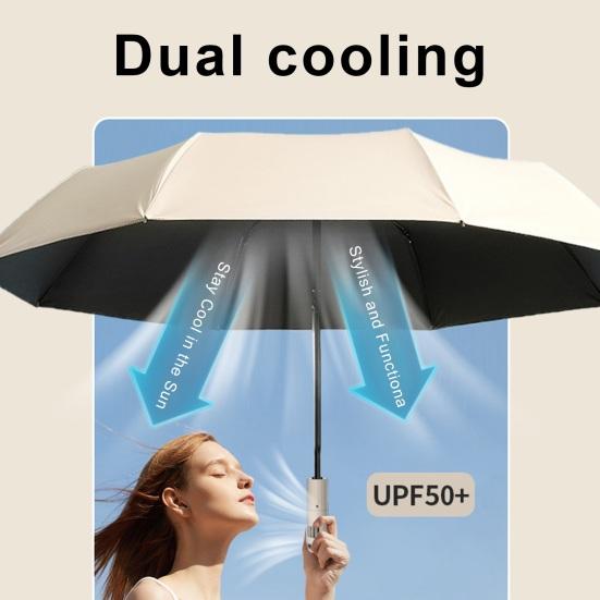 Sun Protection Fan Umbrella 3 Levels Adjustable Rechargeable UV Blocking Umbrella Portable Waterproof Windproof Multifunction Automatic Folding