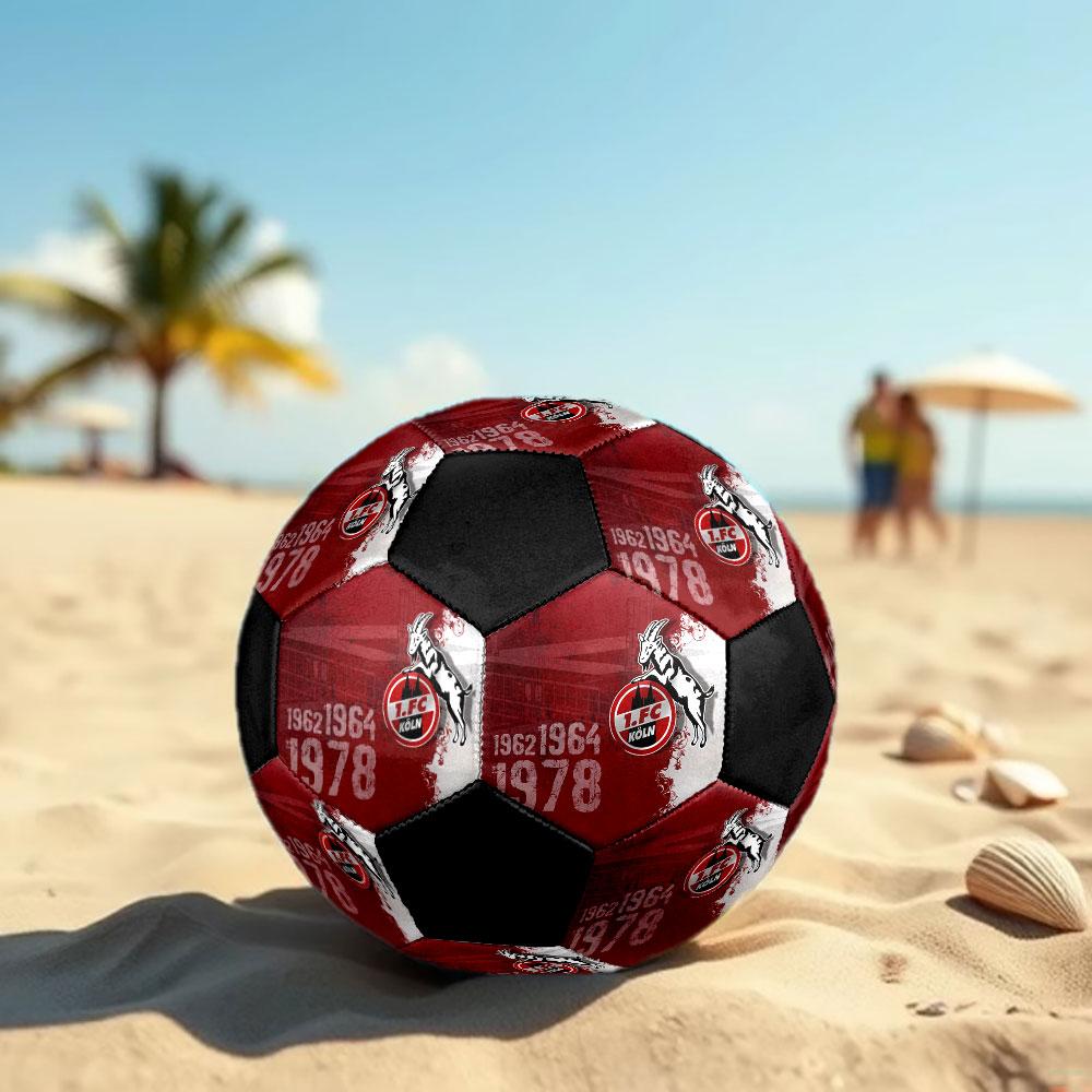 Koln FC Size 5 Soccer Ball, Machine-Stitched PVC, Durable & High Bounce, All Ages Fit, fan merchandise, matches & outdoor use.