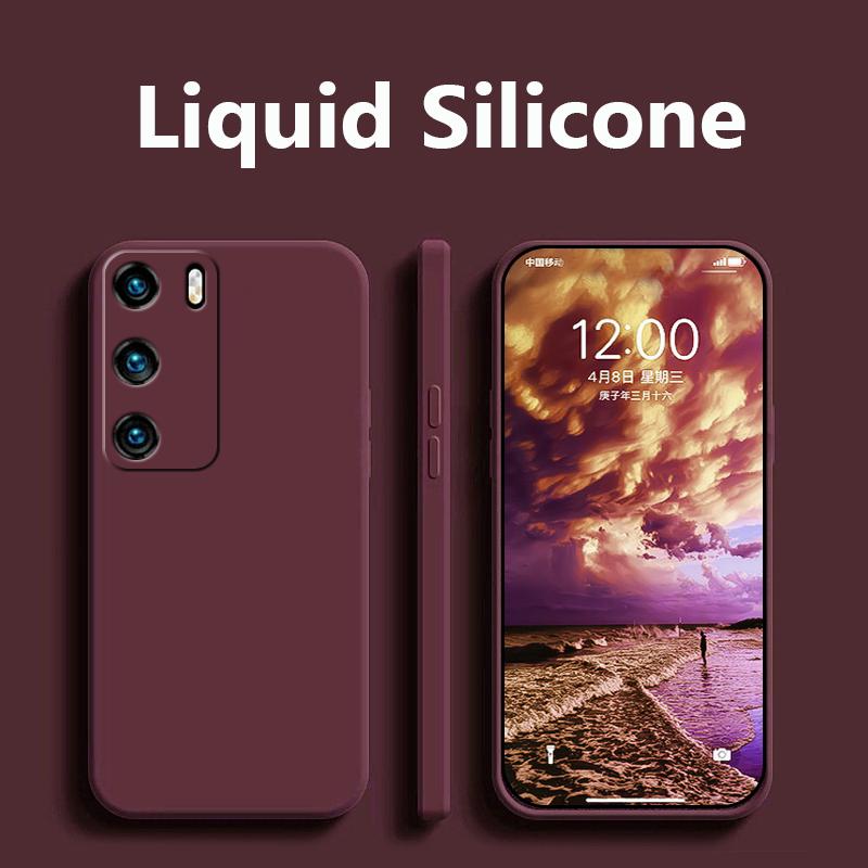 Luxury Liquid Silicone Soft Cover for Huawei P40 LITE P30 PRO P20 MATE 20 LITE 30 NOVA 3 3I 5T 9 SE 8 8I Y70 PLUS Y90 Square Full Protection Cover