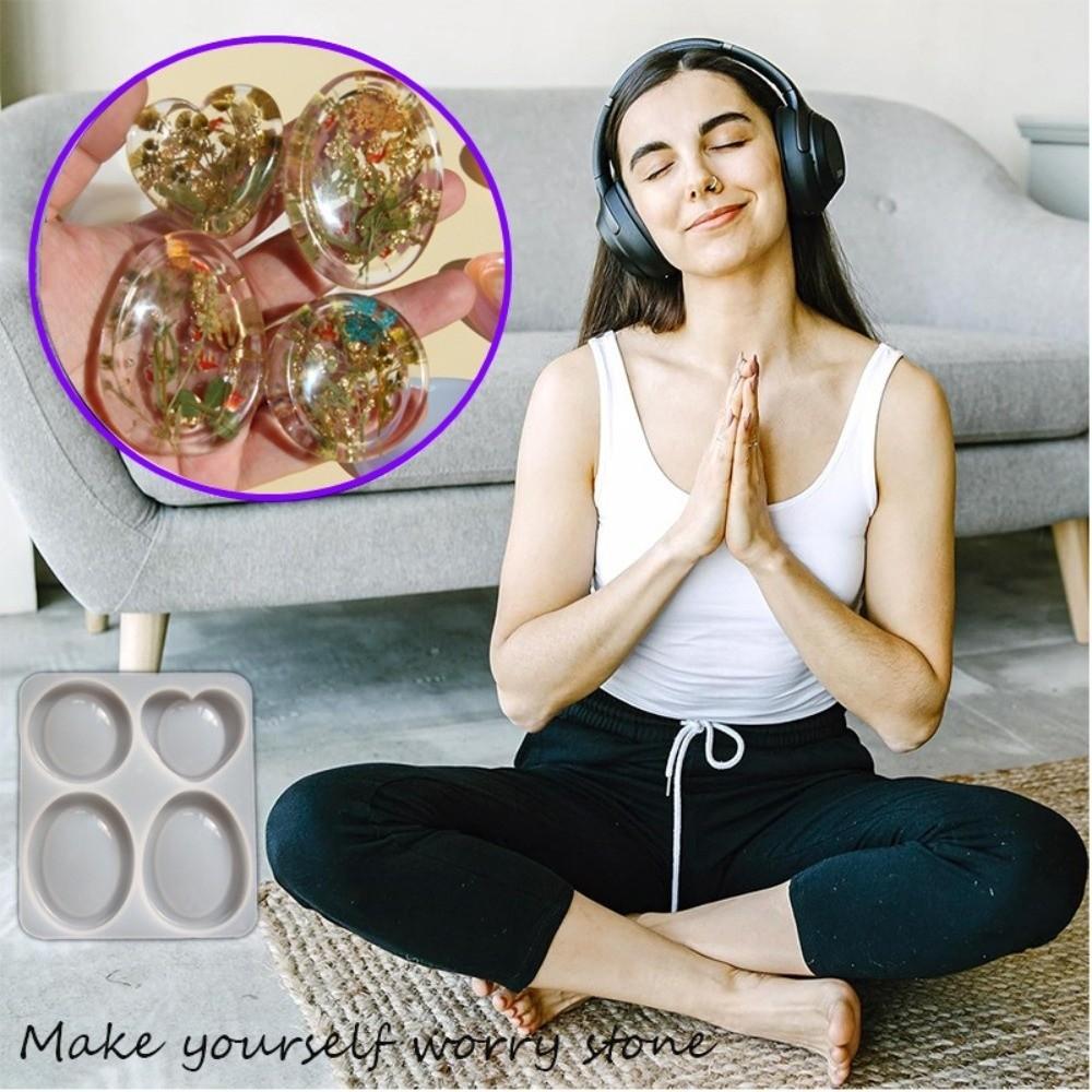 Silicone Pocket Stone Mold Four Designs Resin Silicone Mold Stress Relief Mold DIY Crafting