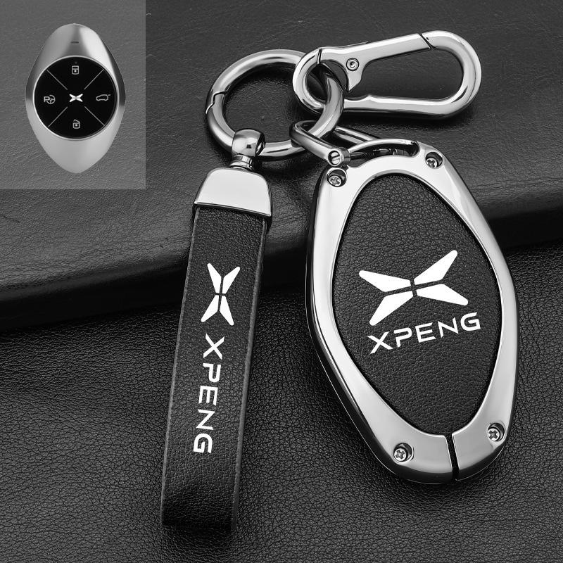 Чехол-брелок для ключа автомобиля из сплава+кожи для Xpeng Xiaopeng p7 p7i p5 g3 g3i g9 g6 22-23 Держатель Аксессуары для брелока в салоне