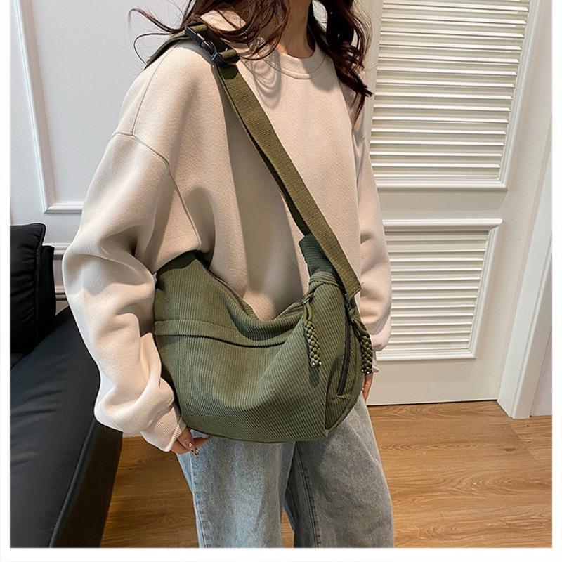 Women Large Capacity Corduroy Dumpling Shoulder Crossbody Casual Commuter Bag