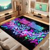 Neon Colorful Theme Crystal Velvet Floor Rug Personalized Custom Name Text Warm Carpet Home Decoration