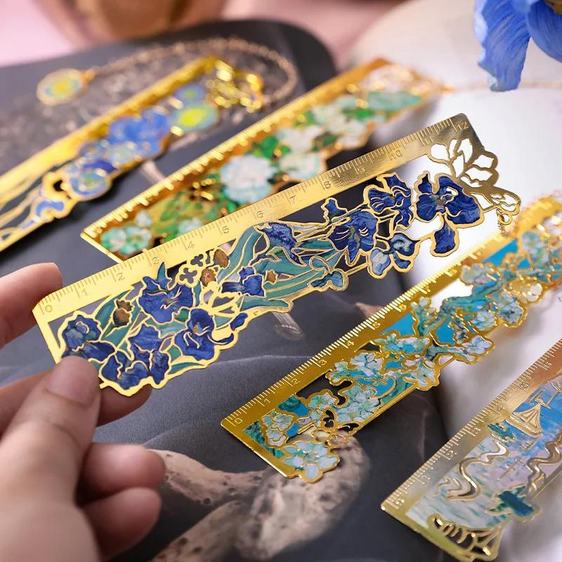 1 Piece Retro Classic European Book Mark Vintage Oil Painting Series Metal Hollow Student Bookmark Creative Design Teacher Gift
