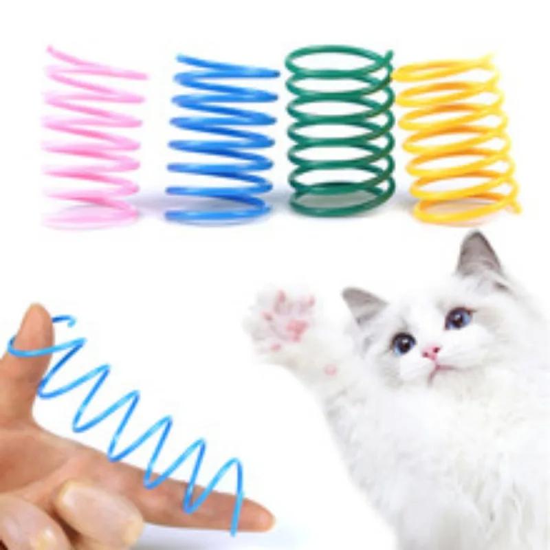 4/8/12pcs Cat Toys Interactive Wide Durable Heavy Gauge Pet Kitten Colorful Springs Cat Toy Coil Spiral Springs Dog Toys