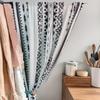 Bohemian Style Linen Cotton Kitchen Curtain Black Tassel Printed Window Home Decor