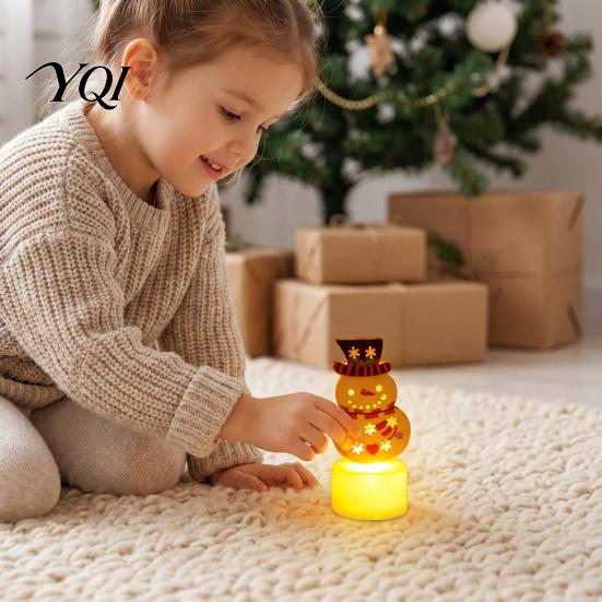 Holiday Party Scene Layout Props Christmas Electronic Candle, Flameless LED Candles, Warm Light Santa Claus Battery Operated Tabletop Decor