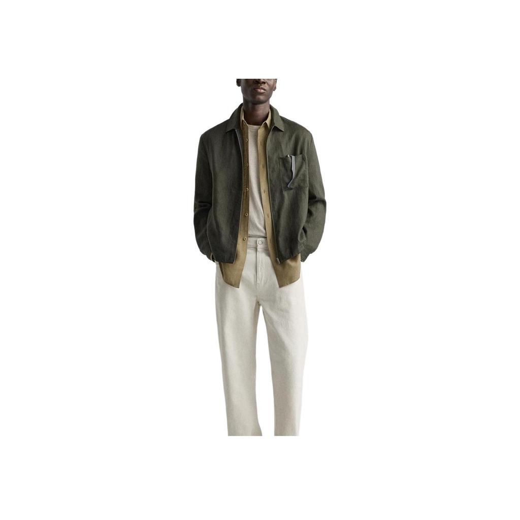 Zara Loose Casual Outdoor Lapel Long Sleeve Jacket Men Jacket Khaki 4410333-505