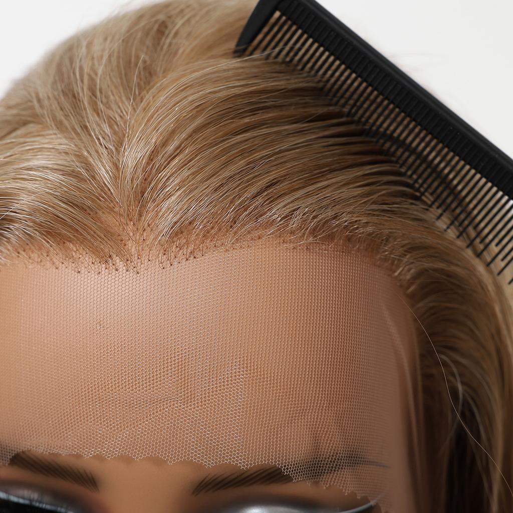 HAIRCUBE 13x6 Парик с кружевной передней частью для женщин Светло-русый Коричневый Слоистый До плеч Прямой Кружевной парик Естественная линия роста волос для ежедневного использования Вечеринки
