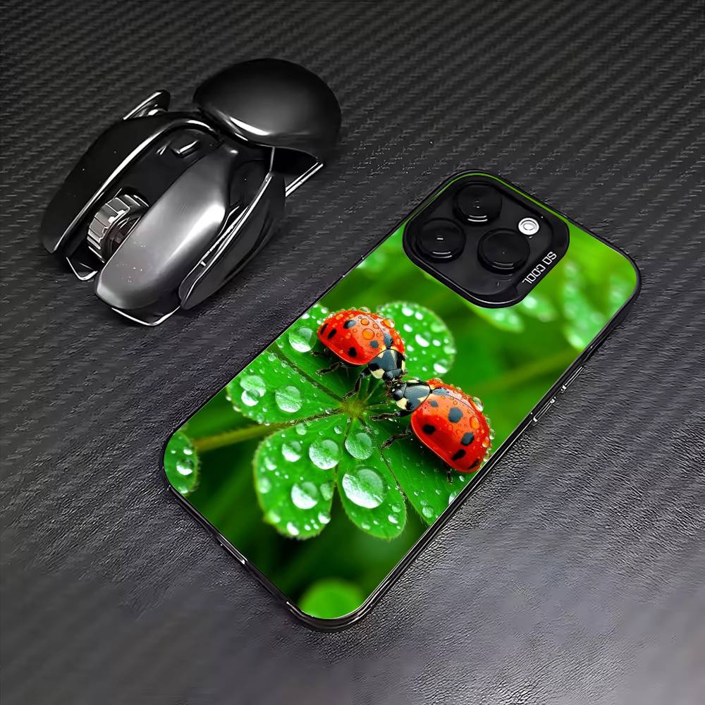 Счастливый четырехлистник Чехол для телефона для iPhone17,16,15,14,13,12,11 Plus,Pro Max Цветной Посеребренный Внутренняя крышка