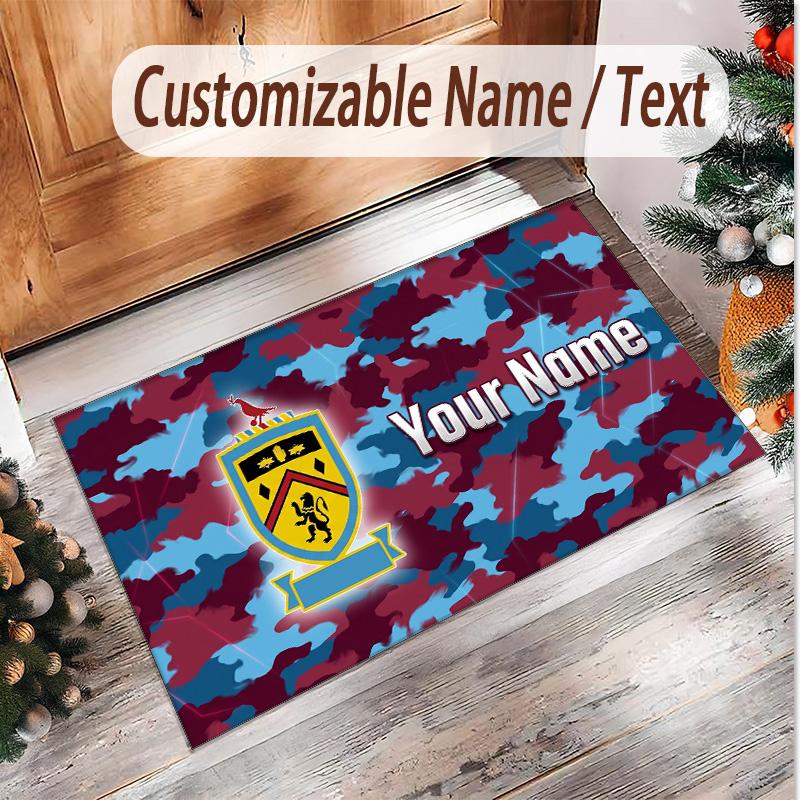 Personalized Crystal Velvet Carpet Burnley Football Pattern Non Slip Floor Rug
