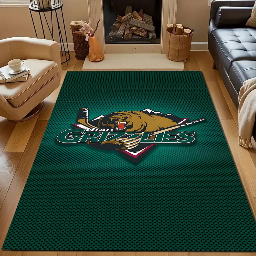Utah Grizzlies Hockey Logo Rug Design Patterned carpet, non slip mat suitable for living room and bedroom sofas