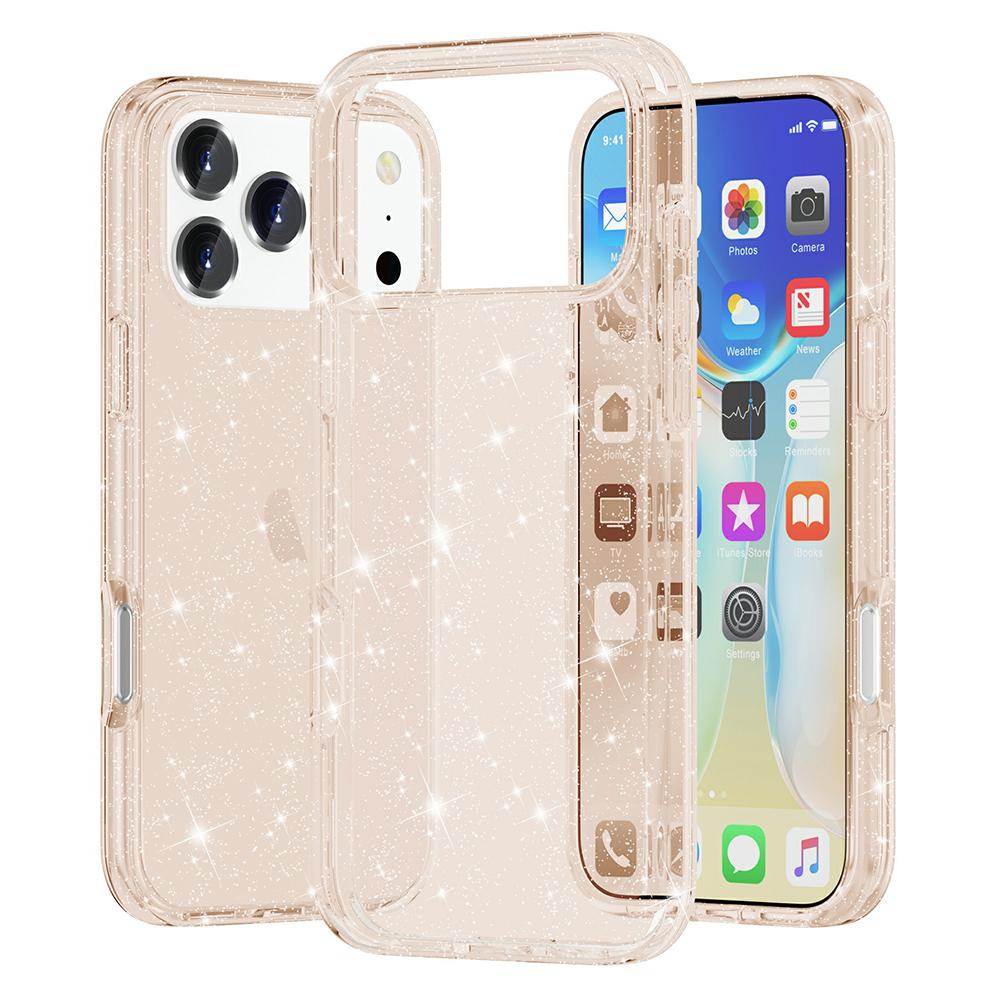 For iPhone 17 Pro Case Sparkly Powder Glitter Shiny Soft TPU+Hard PC Back Cover