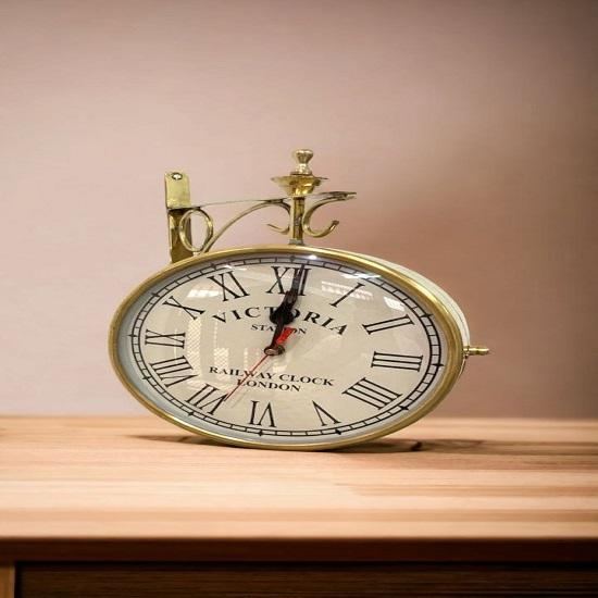 Вечная элегантность: Двусторонние латунные часы диаметром 20,32 см, настенный декор в винтажном стиле