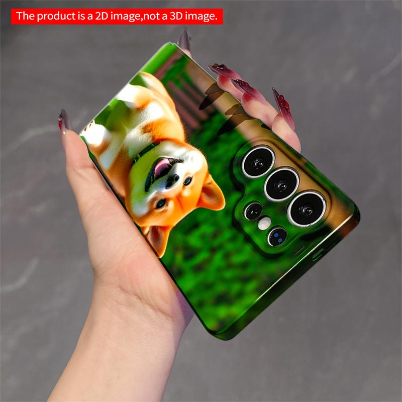 2DFlat Samsung phone case Happy Shiba Inu Running on Grass Applicable to Galaxy S22 S23 S24 S25ULTRA S26 A12 A13 A14 A15 A16