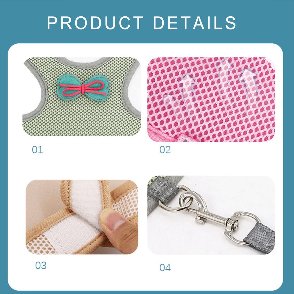 Breathable Mesh Harness and Leash Set for Rabbits Ferrets with Adjustable Size for Various Season Small Animal Supply