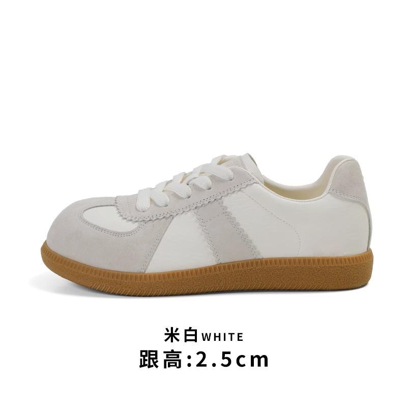 Кроссовки женские ретро-немецкие весна 2025 новые повседневные кроссовки на мягкой подошве со шнуровкой для занятий спортом на доске модные универсальные маленькие белые туфли