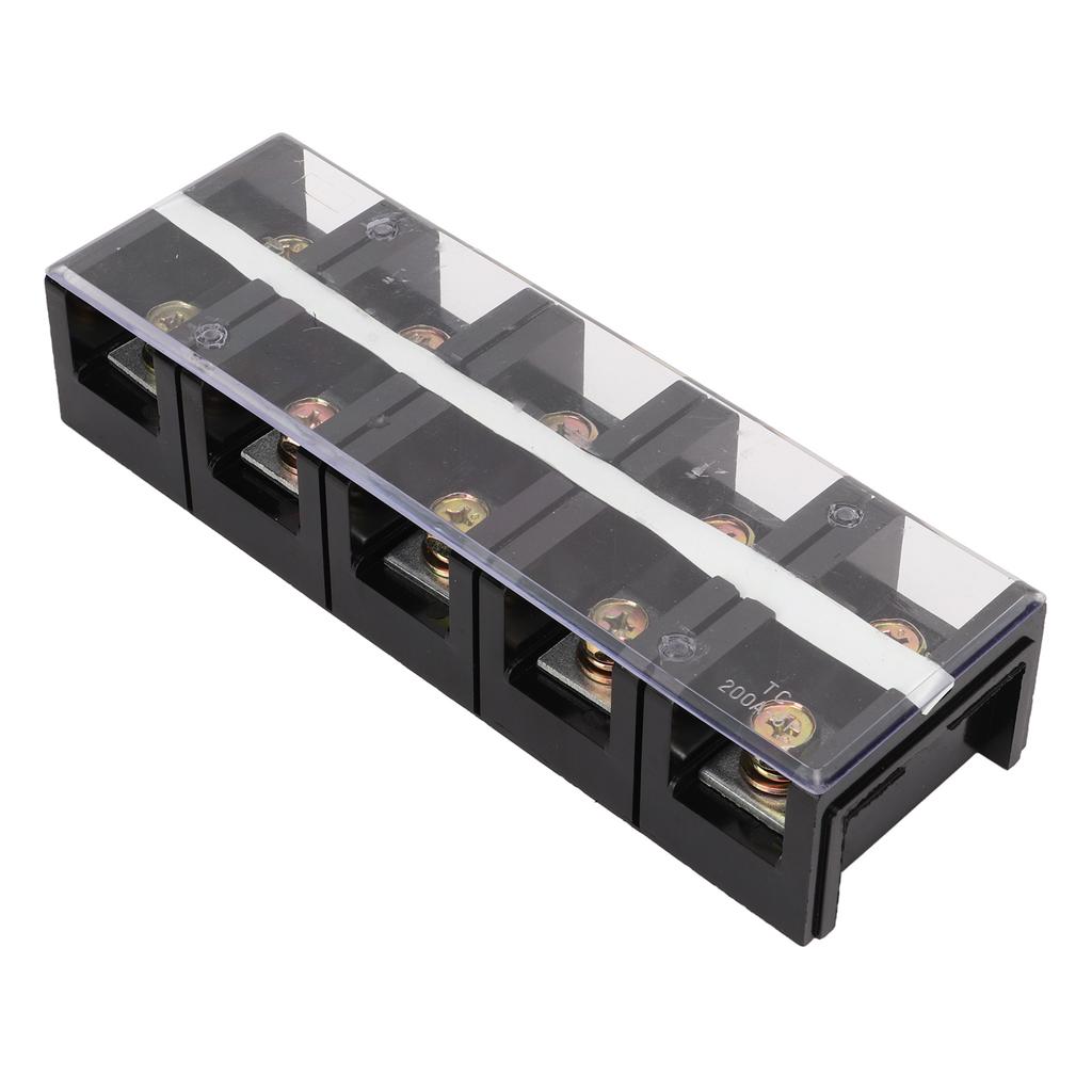 Terminal Strip Dual Row High Current Screw Terminal Block with PC Cover for Lighting Power Distribution 200A 600V 5