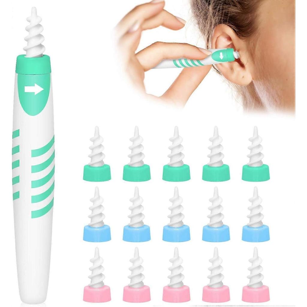 Ear Wax Remover, Ear Wax Removal Tool with 16 pcs Soft Silicone Washable Tips, Spiral Ear Cleaner Earwax Removal Cleaning Kit for Adults Kids