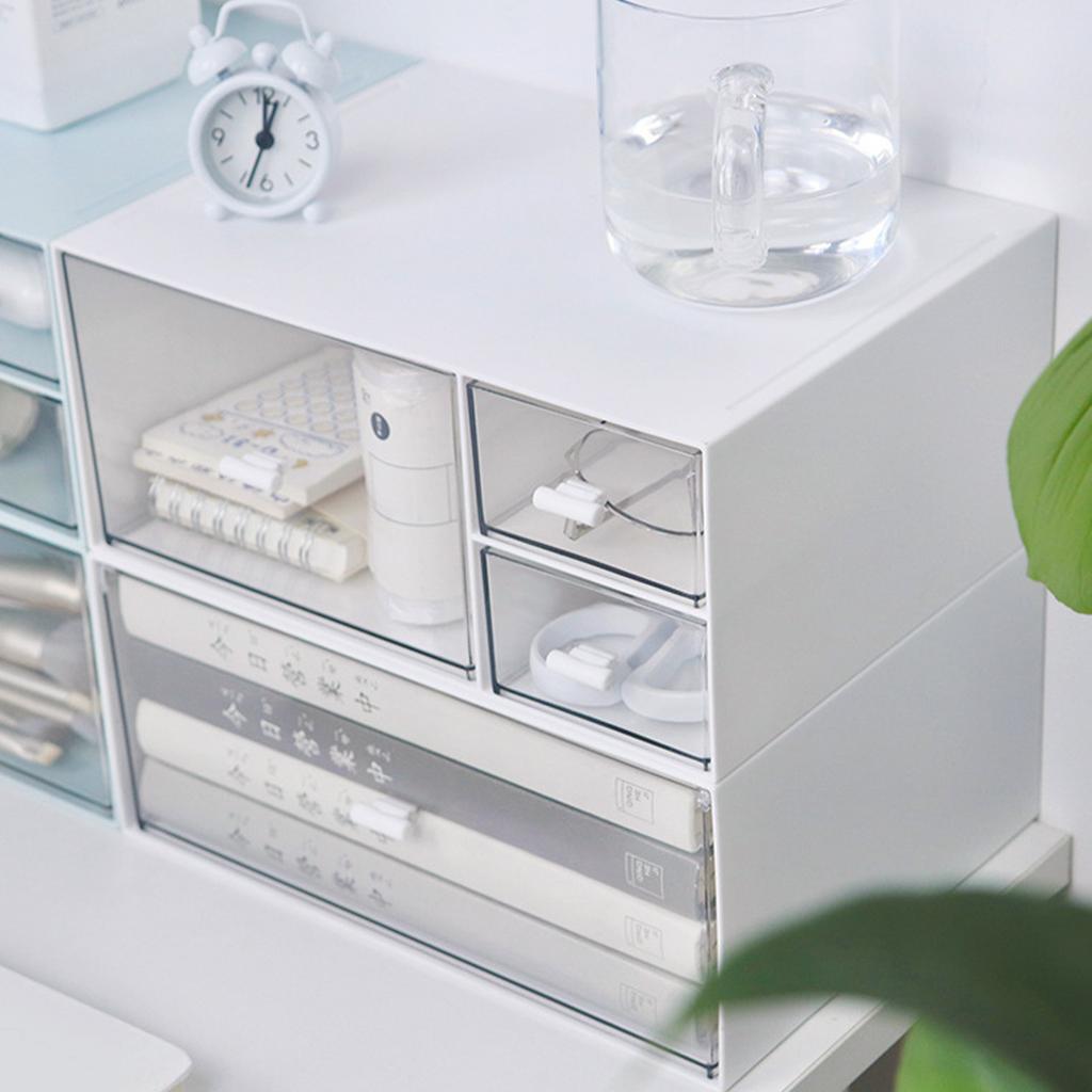 Органайзер для стола Прозрачный пластиковый Штабелируемый Ящик для хранения косметики с выдвижным ящиком для дома, офиса, рабочего стола