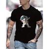 Astronaut In Victory Pose Print T Shirt, Tees for Men, Casual Short Sleeve Tshirt for Summer Spring Fall, Tops As Gifts