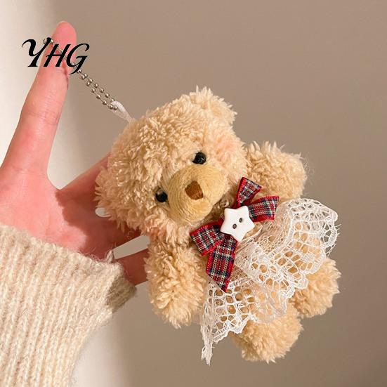 Cute Animal Bag Charm Plush Bear Keychain, Puppy with Keychain Pendant Crocheted Accessories, Stuffed for Women Girls Backpack Decorative Accessory