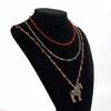 Pony Vintage Enamel Necklace Double-layer Beaded Chain Choker Bohemian Collarbone Chain  Women