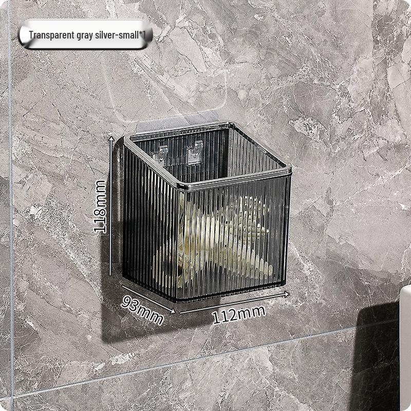 Настенный перфорированный ящик для хранения в ванной комнате с откидным зеркалом и пыленепроницаемым держателем для ватных палочек.