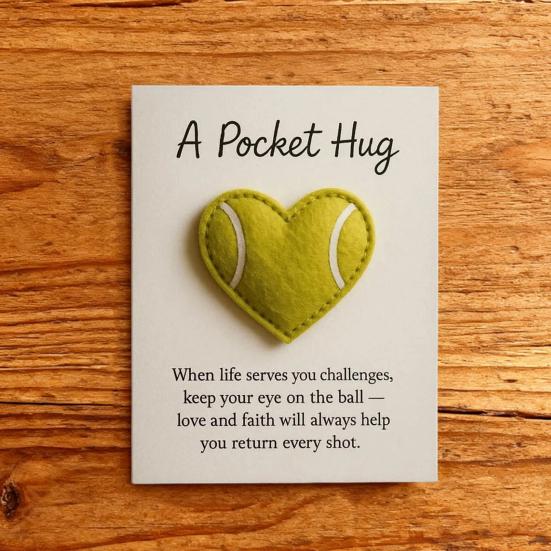 1/2/3Pcs Love Heart Tennis Pocket Hug with Positive Card Emotional Support Heart Shaped Ball